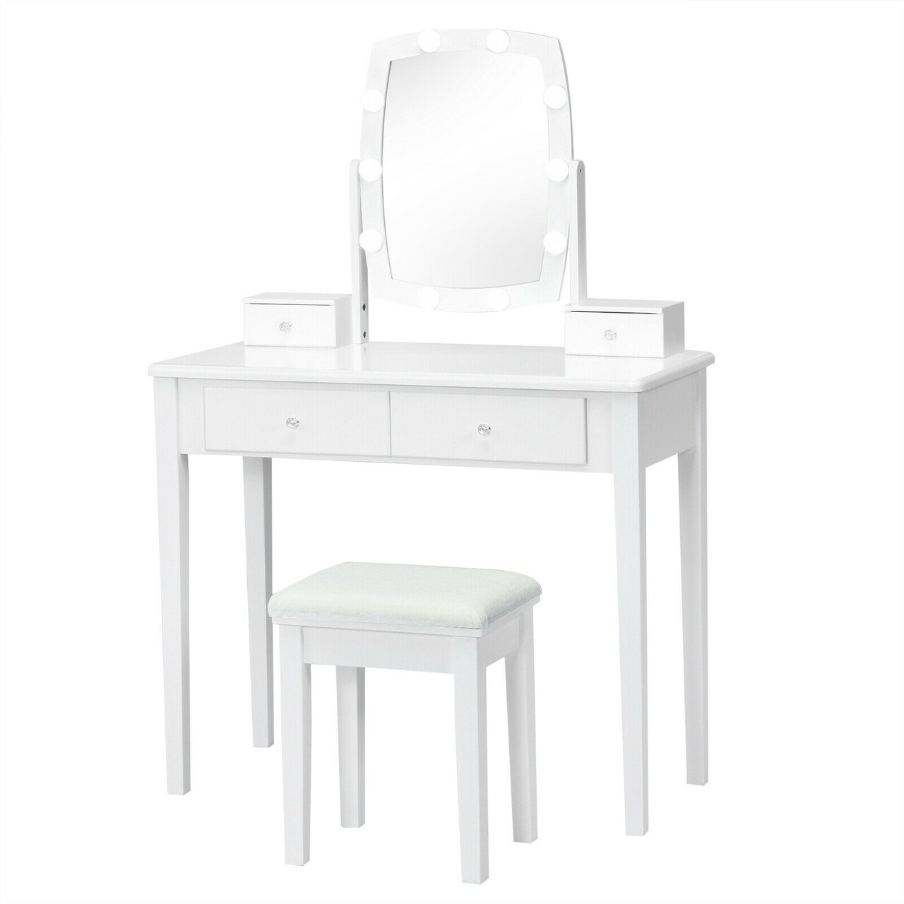 Vanity Table Set With Lighted Mirror For Bedroom And Dressing Room
